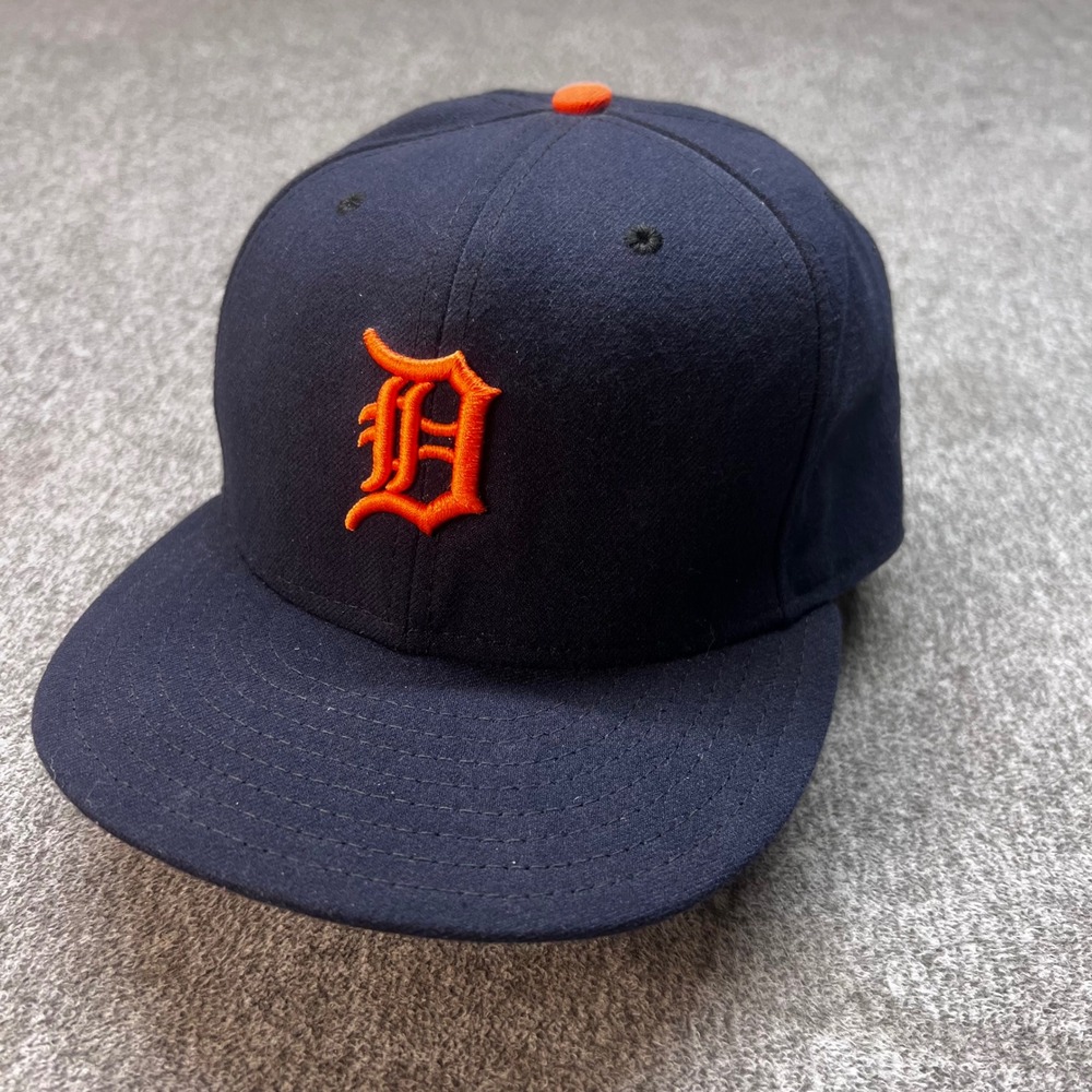 New Era 59FIFTY Detroit Tigers MLB Fitted Hat Navy Blue Orange Size 7 7/8